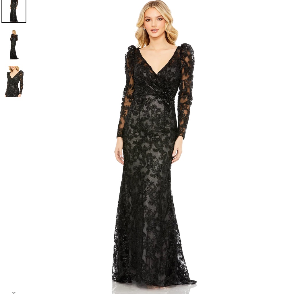 Mac Duggal: Beaded Long Sleeve Lace Sheath Gown (Nwot)